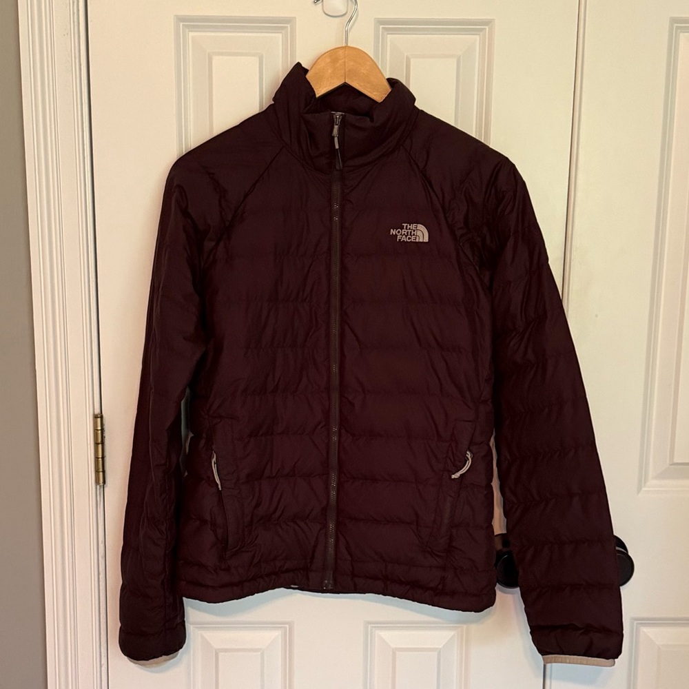 North Face Choc Brown/Cream 550 Packable Puffer Jacket - EUC